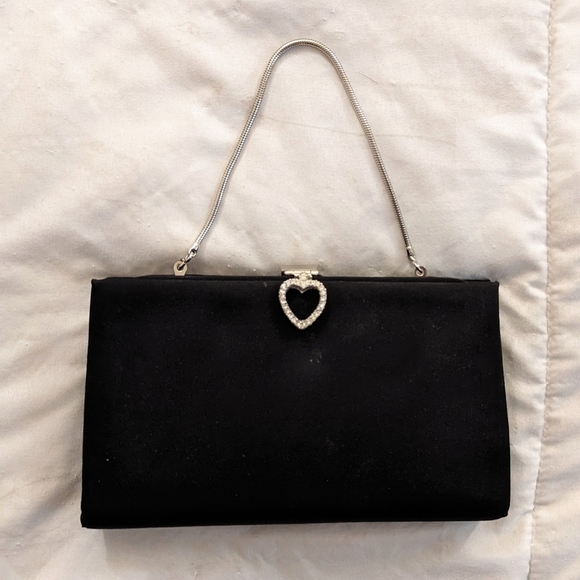 Vintage Black Handbag Cocktail Evening Dress Purse - Picture 6 of 7